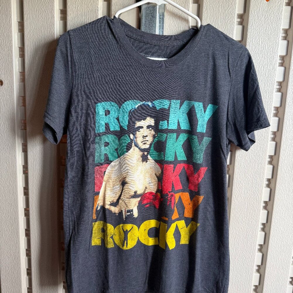 Rocky Graphic T-Shirt Gray Short Sleeve Movie Tee Size Small